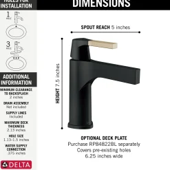 Outlet Zura Single Handle Bathroom Faucet with Drain in Black and Champagne Bronze Single Hole