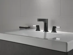 Hot Zura Two Handle Widespread Bathroom Faucet in Chrome and Black 8" Widespread