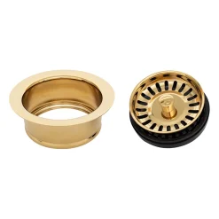 Outlet 3.5" Deluxe Garbage Disposal Drain with Basket - Polished Brass Sink Drains, Disposer Flanges & Air Gaps|Garbage Disposals & Parts