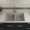 Best 33" Double Bowl 50/50 Dual Mount Quartz Composite Sink Drop-In / Top Mount Sinks|Double Bowl Sinks