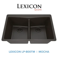 Best 33" Double Bowl 50/50 Dual Mount Quartz Composite Sink Drop-In / Top Mount Sinks|Double Bowl Sinks