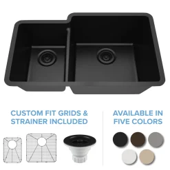 Clearance 32" Double Bowl 40/60 Quartz Composite Sink Drop-In / Top Mount Sinks|Double Bowl Sinks