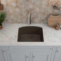 Outlet D-Shaped Quartz Composite Kitchen Sink Single Bowl Sinks|Undermount Sinks