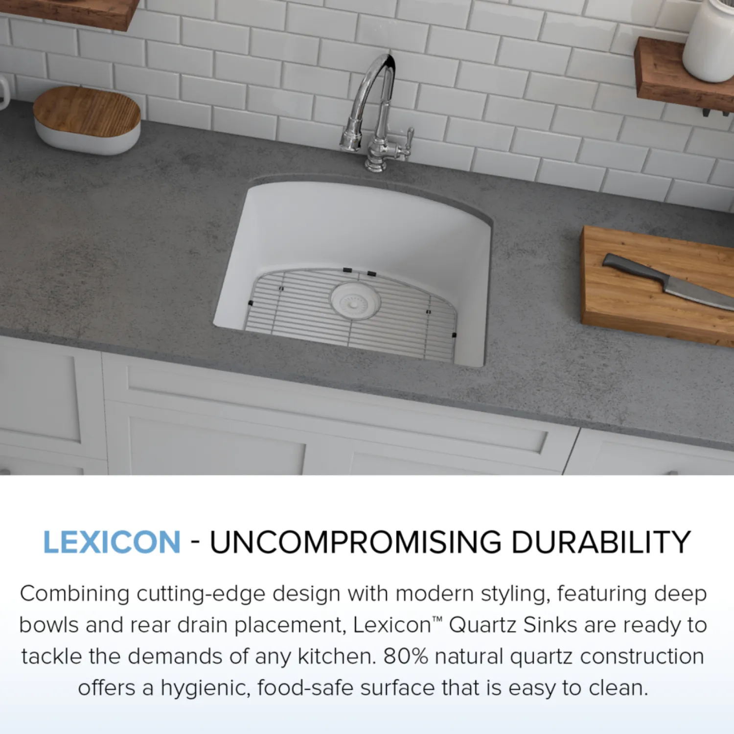 Outlet D-Shaped Quartz Composite Kitchen Sink Single Bowl Sinks|Undermount Sinks