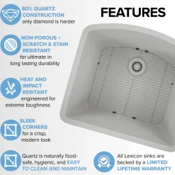 Outlet D-Shaped Quartz Composite Kitchen Sink Single Bowl Sinks|Undermount Sinks