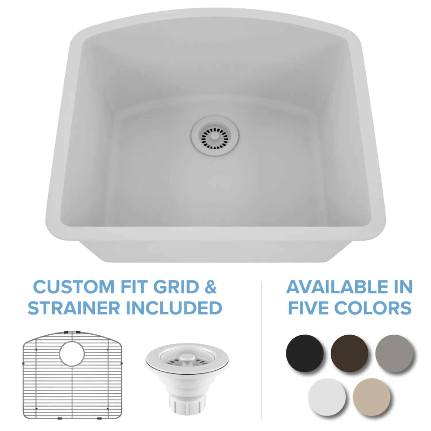 Outlet D-Shaped Quartz Composite Kitchen Sink Single Bowl Sinks|Undermount Sinks