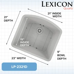 Outlet D-Shaped Quartz Composite Kitchen Sink Single Bowl Sinks|Undermount Sinks