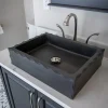 Clearance Antique Rectangular Lava Stone Vessel Sink Honed Above Counter / Vessel Sinks