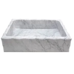 Sale Antique Rectangular Carrara Marble Vessel Sink Honed Above Counter / Vessel Sinks