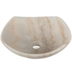 Online Arched Edges Bowl Sink - Honed White Marble Above Counter / Vessel Sinks