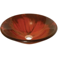 Discount Autumn Warmth Swirl Glass Vessel Sink Above Counter / Vessel Sinks