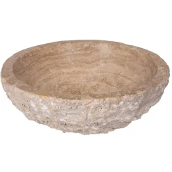 Clearance Beige Travertine Sink Rough Exterior - Honed Interior Above Counter / Vessel Sinks
