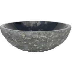 Online Black Granite Sink Rough Exterior - Polished Interior Above Counter / Vessel Sinks