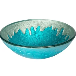 Sale Blue Ice Glass Vessel Sink Above Counter / Vessel Sinks