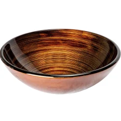Clearance Brown and Gold Rings Glass Vessel Sink Above Counter / Vessel Sinks