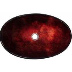 Canoe Shaped Red Copper Reflections Glass Vessel Sink Above Counter / Vessel Sinks