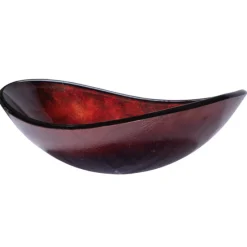 Canoe Shaped Red Copper Reflections Glass Vessel Sink Above Counter / Vessel Sinks