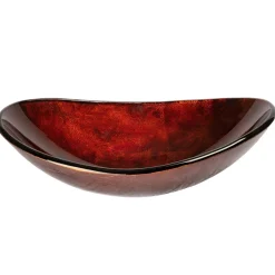Canoe Shaped Red Copper Reflections Glass Vessel Sink Above Counter / Vessel Sinks