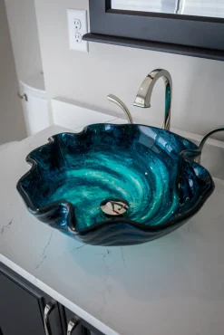 Online Carribean Wave Glass Vessel Sink Above Counter / Vessel Sinks
