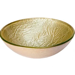 Discount Champagne Embossed Round Glass Vessel Sink Above Counter / Vessel Sinks