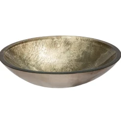Outlet Champagne Foil Oval Glass Vessel Sink Above Counter / Vessel Sinks