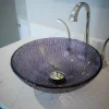 Hot 14" Charcoal Freeform Hoops Glass Vessel Sink Above Counter / Vessel Sinks