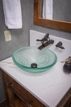 Online Clear Swirls Glass Vessel Sink Above Counter / Vessel Sinks