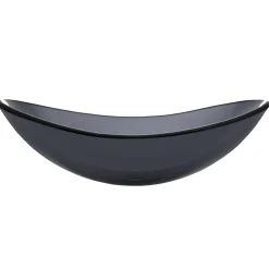 Best Dark Gray Canoe Glass Vessel Sink Above Counter / Vessel Sinks