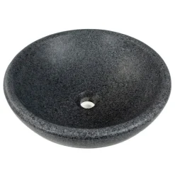 Clearance Echo Bowl Shaped Vessel Sink - Honed Padang Dark Granite Semi-Recessed Sinks|Above Counter / Vessel Sinks