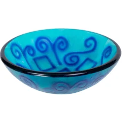 Outlet Green And Blue Swirls Glass Vessel Sink Above Counter / Vessel Sinks