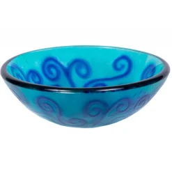 Outlet Green And Blue Swirls Glass Vessel Sink Above Counter / Vessel Sinks