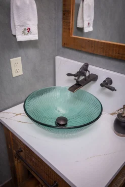 Green Drops Glass Vessel Sink Above Counter / Vessel Sinks