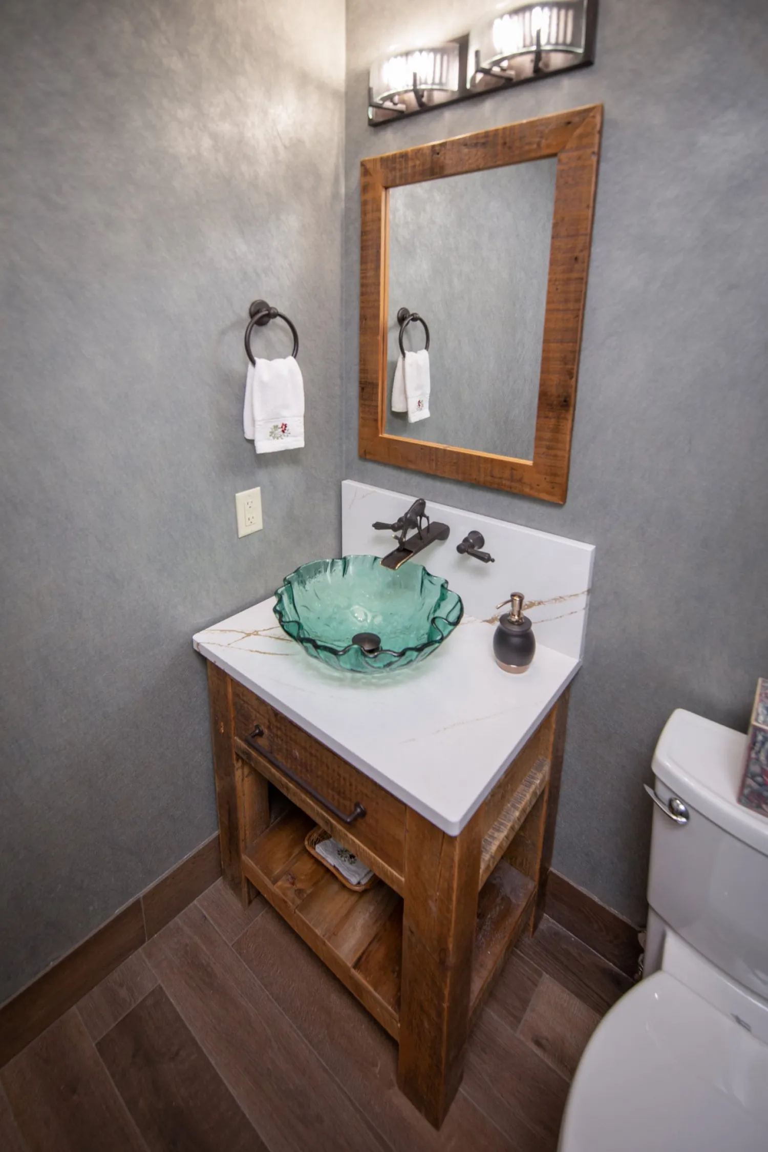 Green Free Form Wave Glass Vessel Sink Above Counter / Vessel Sinks