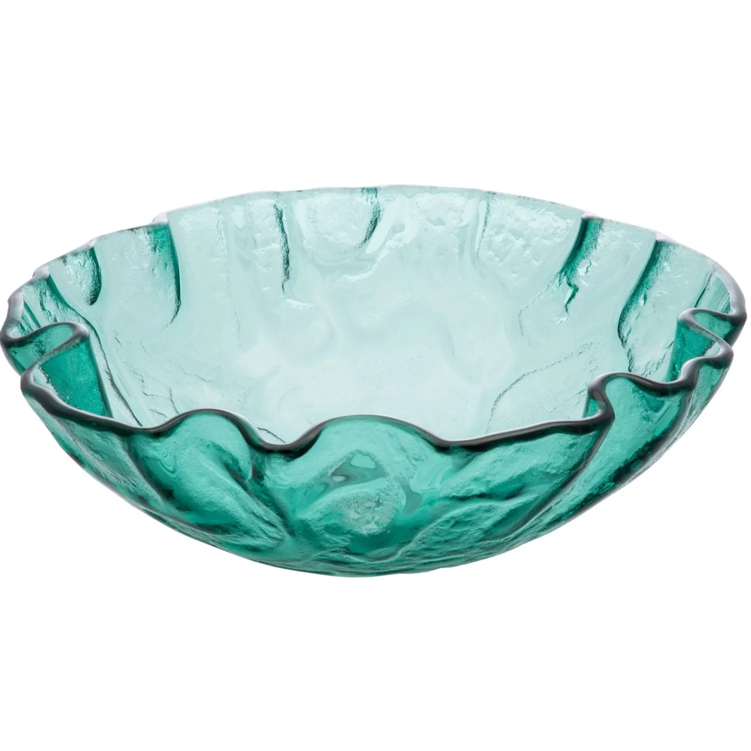 Green Free Form Wave Glass Vessel Sink Above Counter / Vessel Sinks