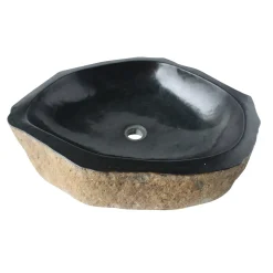 New Natural Basalt Pillar Stone Sink With Black Interior Above Counter / Vessel Sinks|Specialty Stone Sinks