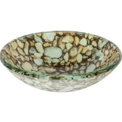 Outlet 14" Natural Pebble Pattern Glass Vessel Sink Above Counter / Vessel Sinks