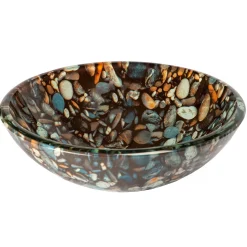 Discount Natural Pebble Pattern Glass Vessel Sink Above Counter / Vessel Sinks