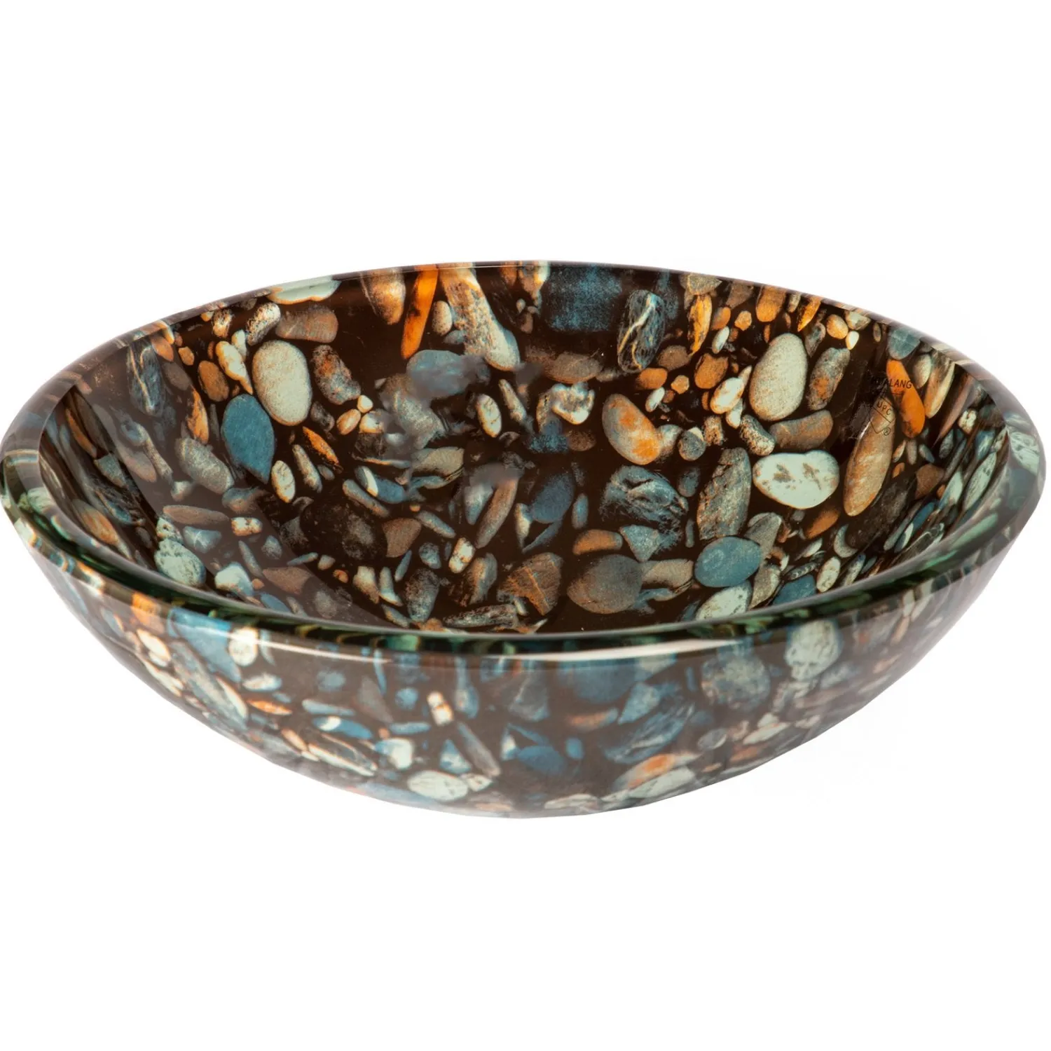 Discount Natural Pebble Pattern Glass Vessel Sink Above Counter / Vessel Sinks