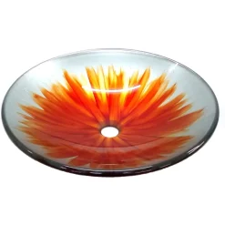 Outlet Orange Blossom Glass Vessel Sink Above Counter / Vessel Sinks