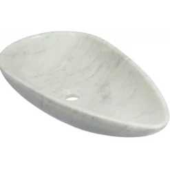 Discount Pod Shaped Vessel Sink - Carrara White Marble Above Counter / Vessel Sinks
