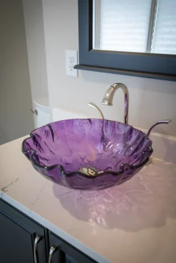 New Purple Free form Wave Glass Vessel Sink Above Counter / Vessel Sinks