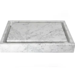 Sale Rectangular Infinity Pool Sink - White Carrara Marble Above Counter / Vessel Sinks