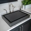 Online Rectangular Infinity Pool Sink - Honed Lava Stone Above Counter / Vessel Sinks