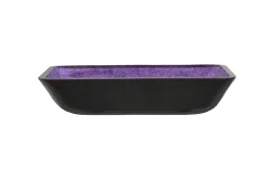 Clearance Rectangular Purple Foil Glass Vessel Sink with Black Exterior Above Counter / Vessel Sinks