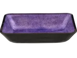 Clearance Rectangular Purple Foil Glass Vessel Sink with Black Exterior Above Counter / Vessel Sinks