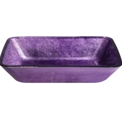 Outlet Rectangular Purple Foil Glass Vessel Sink Above Counter / Vessel Sinks