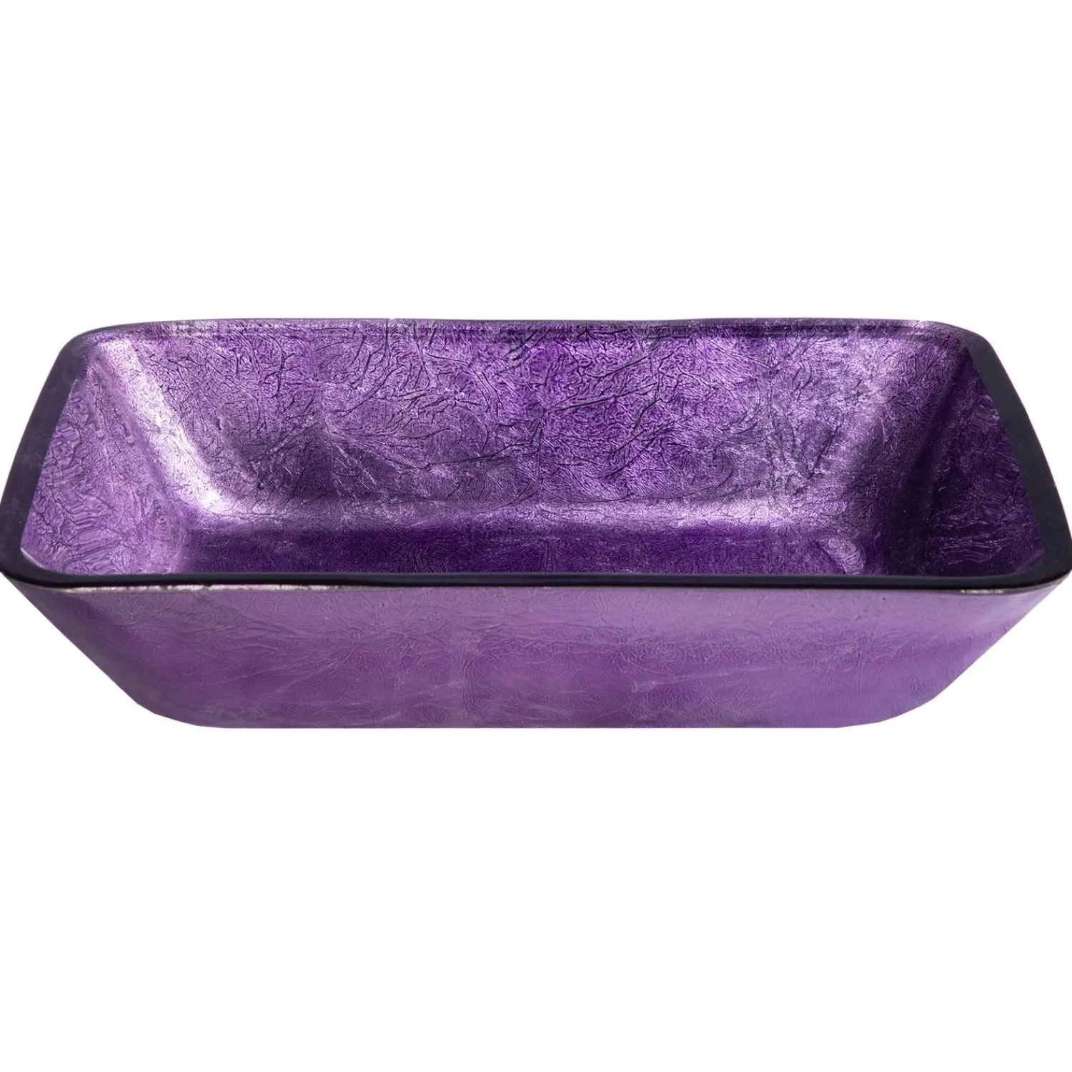 Outlet Rectangular Purple Foil Glass Vessel Sink Above Counter / Vessel Sinks