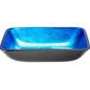Outlet Rectangular Royal Blue Foil Glass Vessel Sink with Black Exterior Above Counter / Vessel Sinks