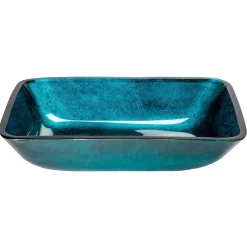 Best Rectangular Turquoise Blue Foil Glass Vessel Sink Above Counter / Vessel Sinks