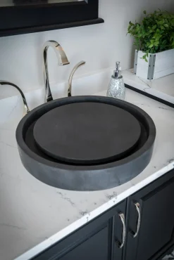 New Round Infinity Pool Sink - Lava Stone Above Counter / Vessel Sinks